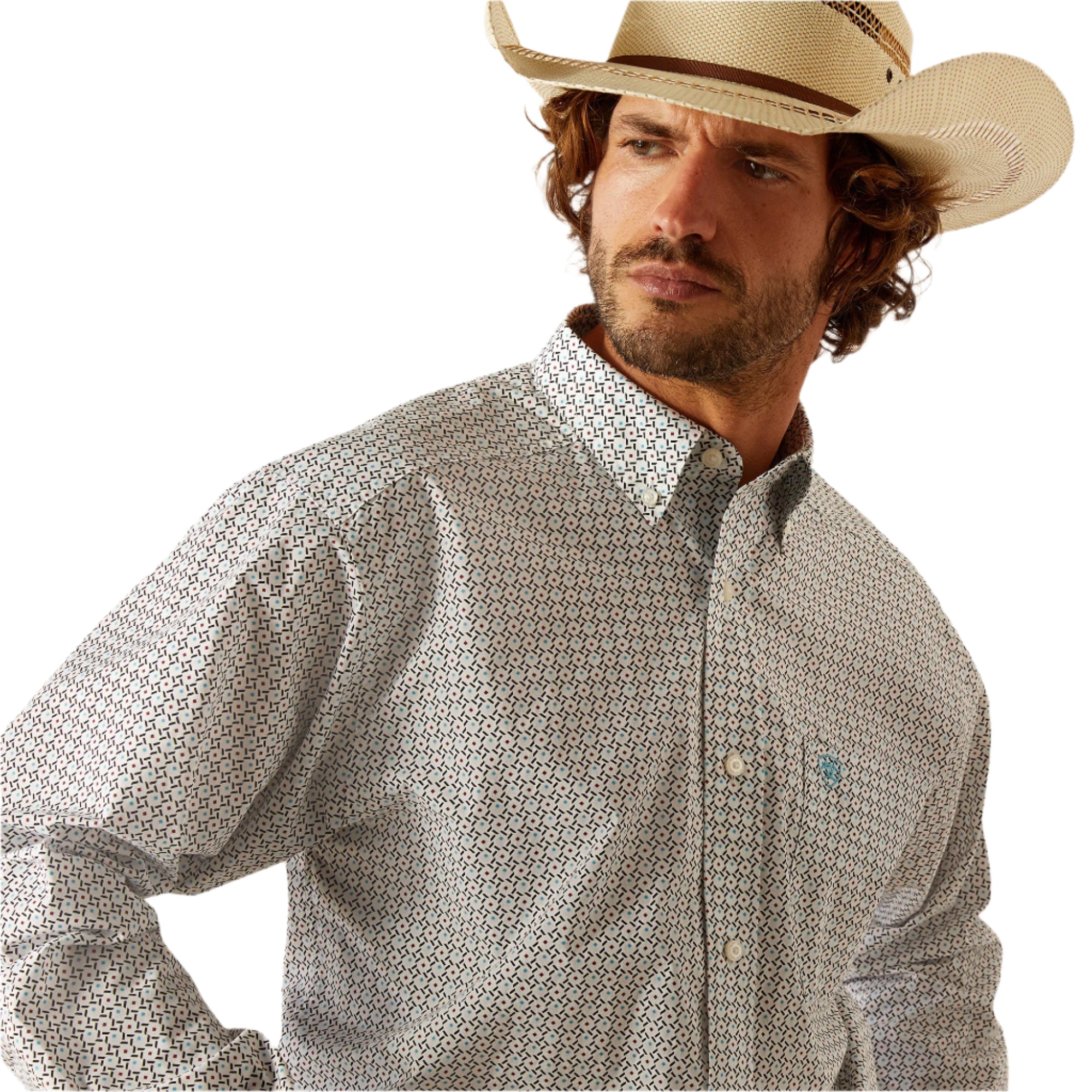 Men's Ariat Gaylor Shirt White 10054643 - Crazy House Western Wear