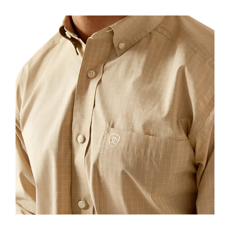 Men's Ariat Pro Cayson Long Sleeve Khaki Shirt 10054675 - Crazy House Western Wear