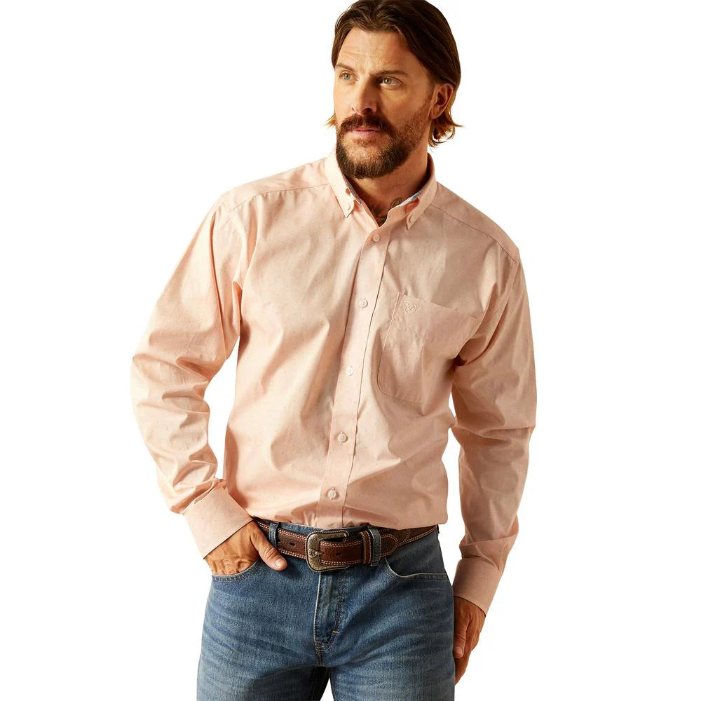Men's Ariat Pink Ashton Wrinkle Free Shirt 10054688 - Crazy House Western Wear