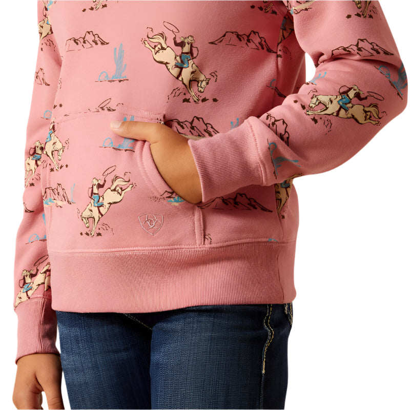 Girl's Ariat Bronc Scene 1/4 Zip Sweatshirt 10062847 - Crazy House Western Wear