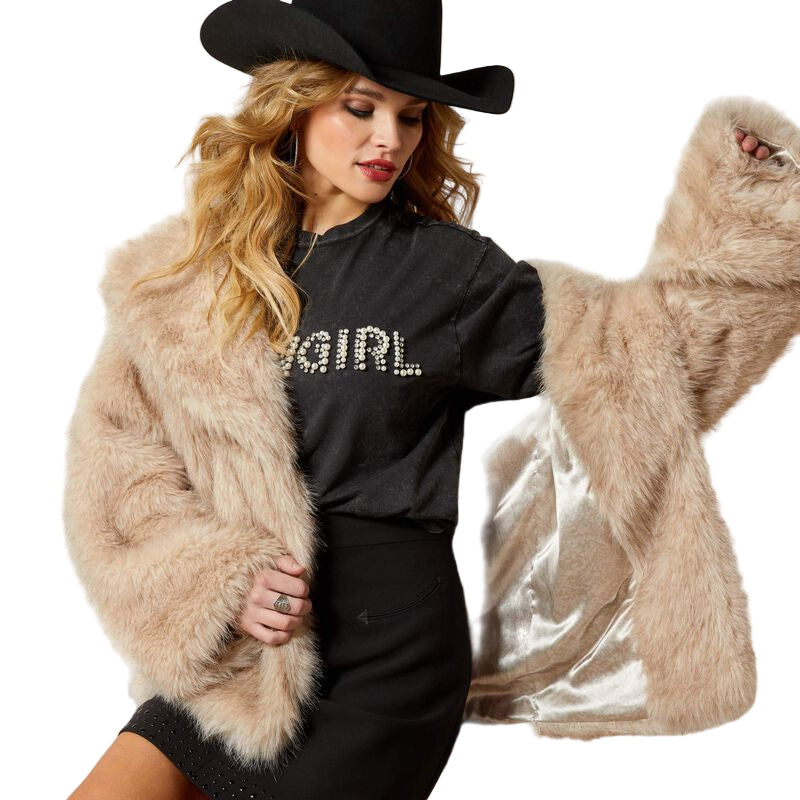 Women's Ariat Tan Faux Fur Coat