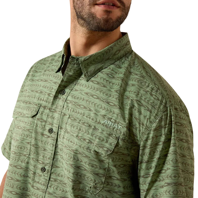 Men's Ariat Green Printed VentTEK Outbound Classic Fit Shirt 10071053