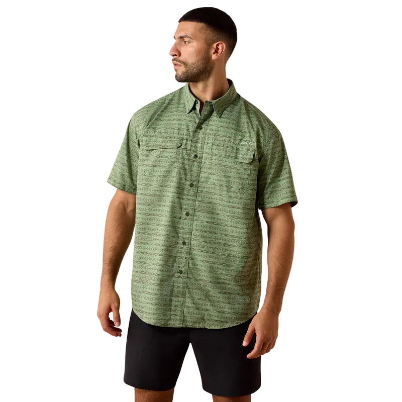 Men's Ariat Green Printed VentTEK Outbound Classic Fit Shirt 10071053