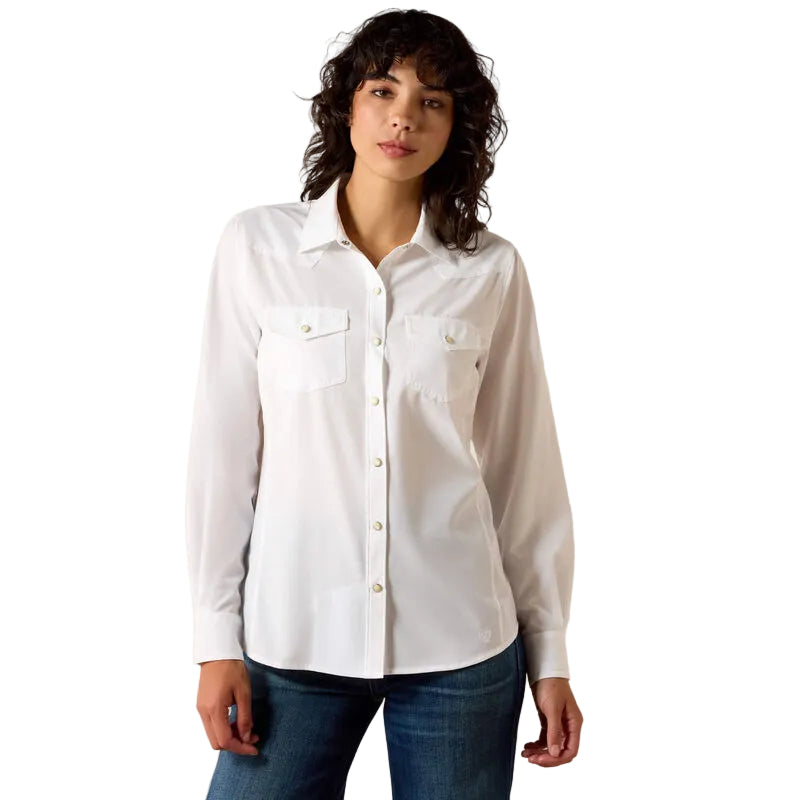Women's Ariat White Western Long Sleeve VentTEK Shirt 10071068