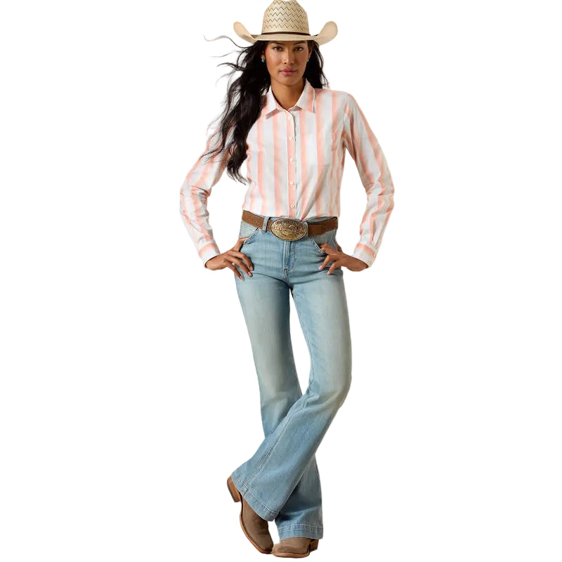 Women's Ariat Peach Amber Stripe Kirby Shirt 10071414