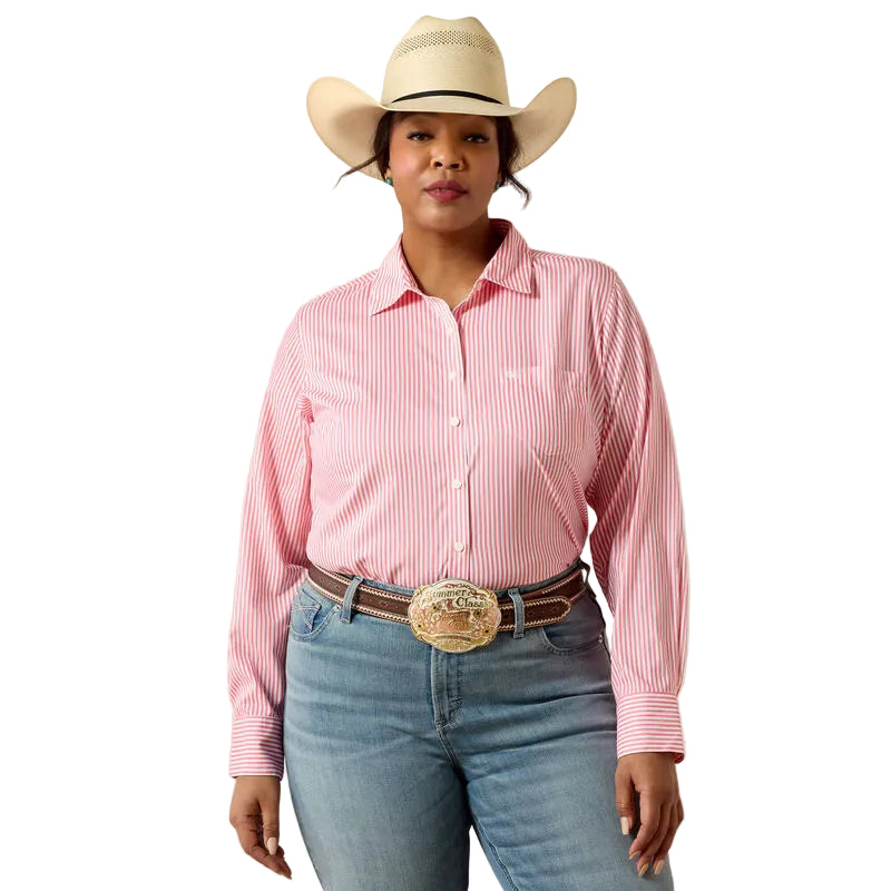 Women's Ariat Sun Kissed Coral Stripe Kirby Pro Shirt 10071468