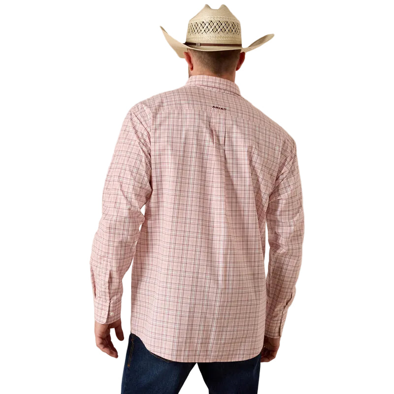 Men's Ariat Peach Plaid Pro Series Theoden Classic Fit Shirt 10071584