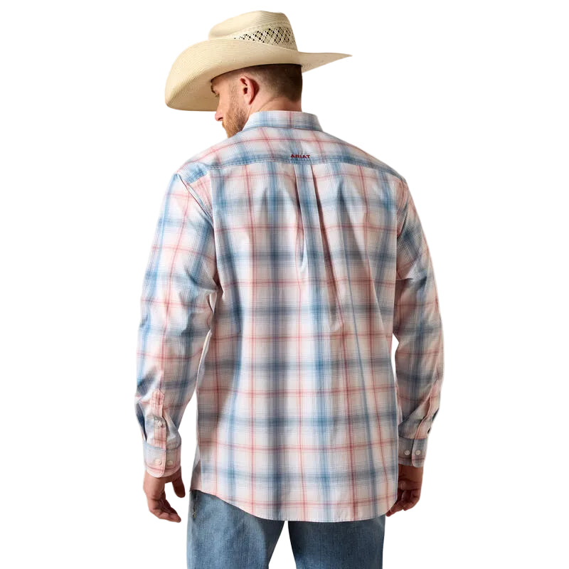 Men's Ariat White Plaid Pro Series Teddy Classic Fit Shirt 10071585