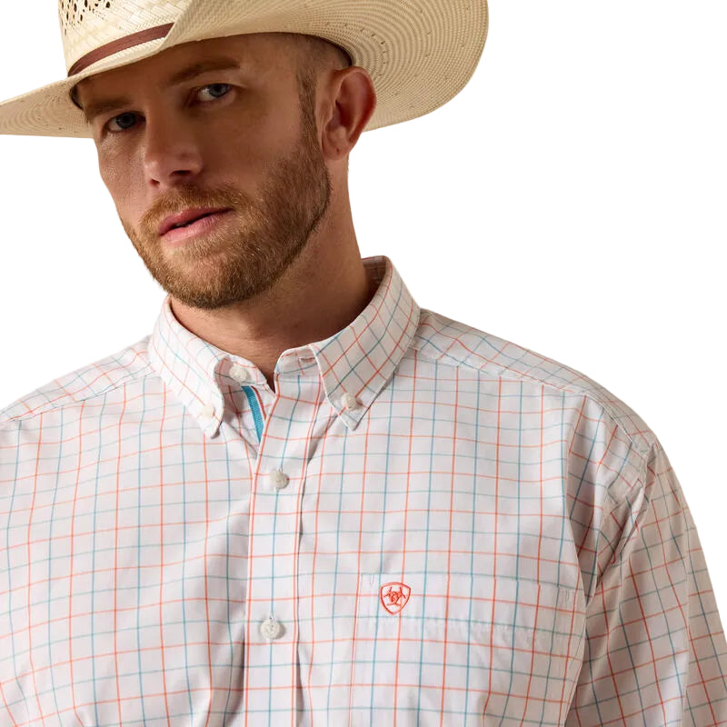 Men's Ariat White Plaid Pro Series Jason Classic Fit Shirt 10071586