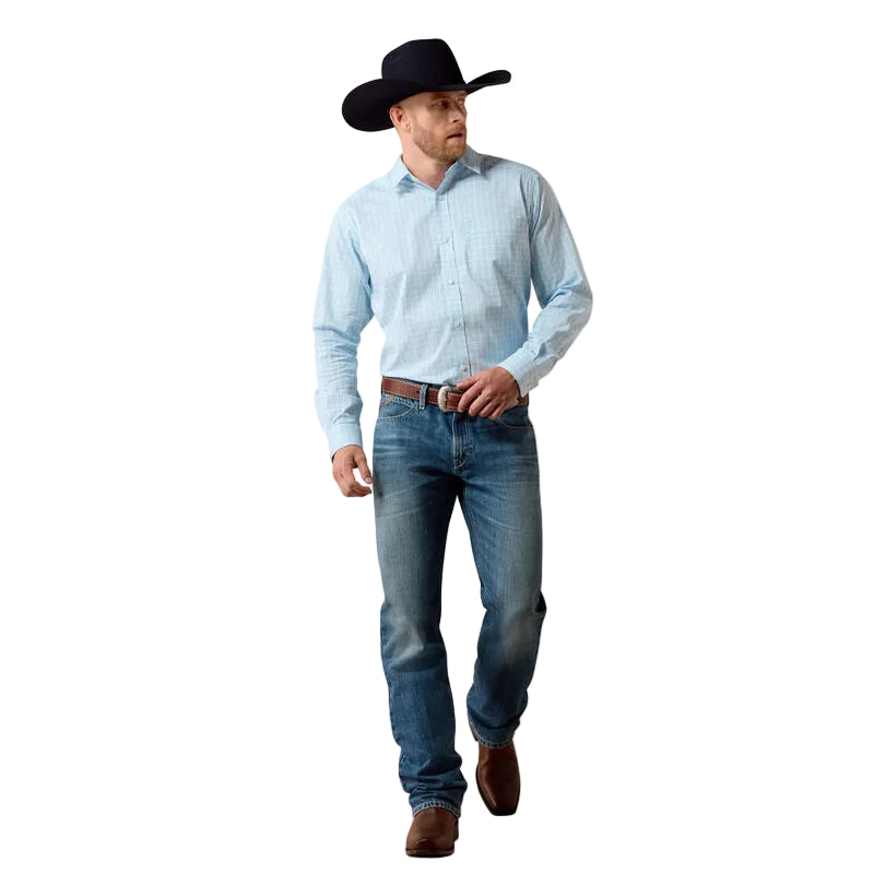 Men's Ariat Crystal Blue Plaid Everything Classic Fit Shirt 10071591