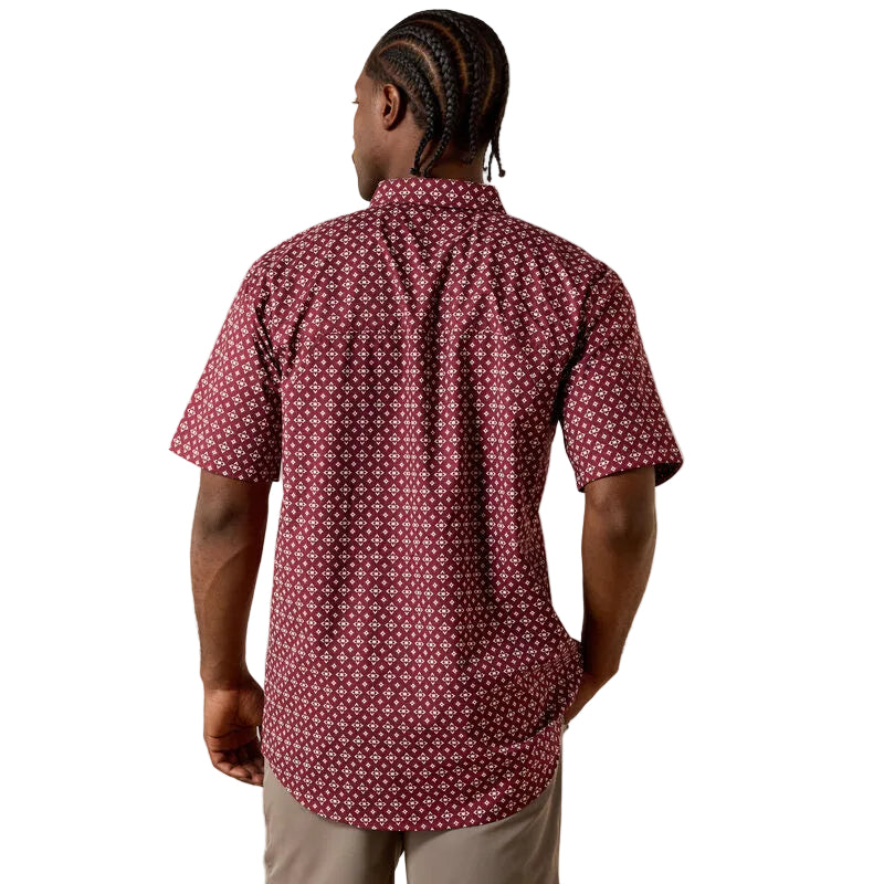 Men's Ariat Maroon Banner Printed 360 Airflow Classic Fit Shirt 10071661