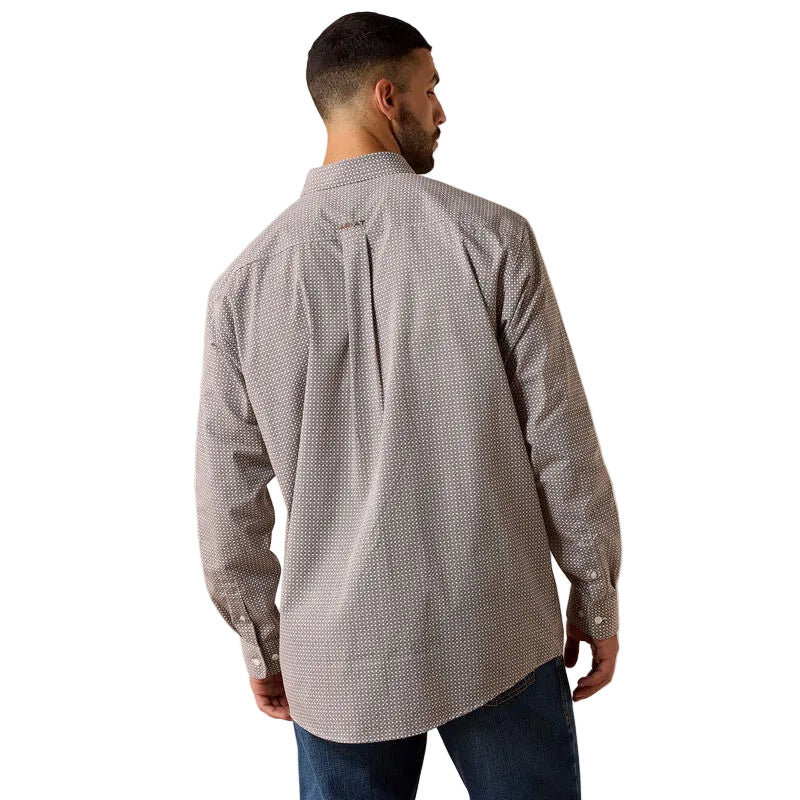 Men's Ariat Chestnut Geo Print Wrinkle Free Alden Classic Fit Shirt 10071750