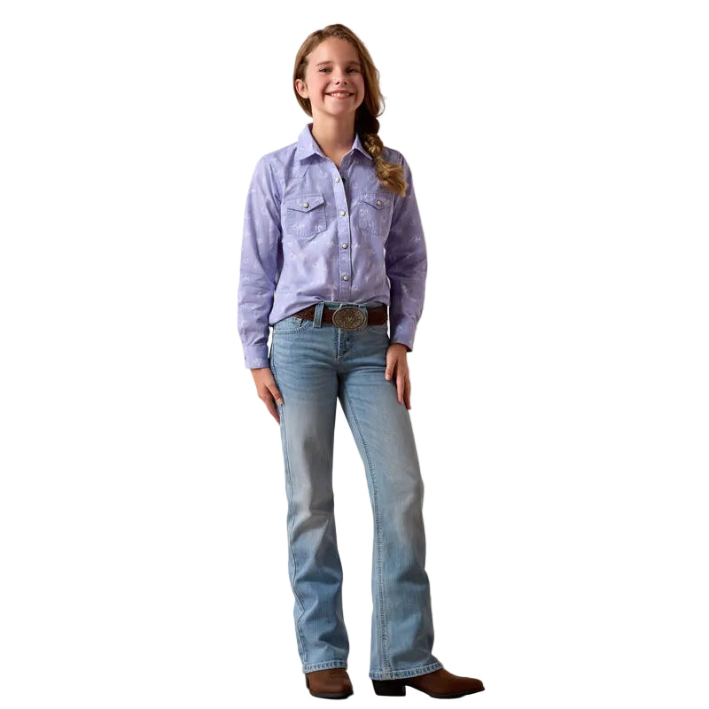 Girl's Ariat Western Lavender Western Motifs Shirt 10073448