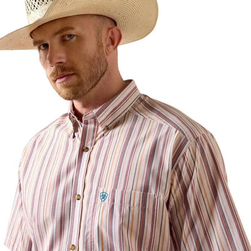 Men's Ariat Key Largo Blue Stripe Pro Series Neil Classic Fit Shirt 10073597