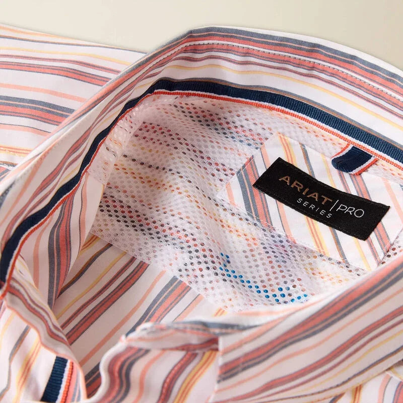 Men's Ariat Key Largo Blue Stripe Pro Series Neil Classic Fit Shirt 10073597