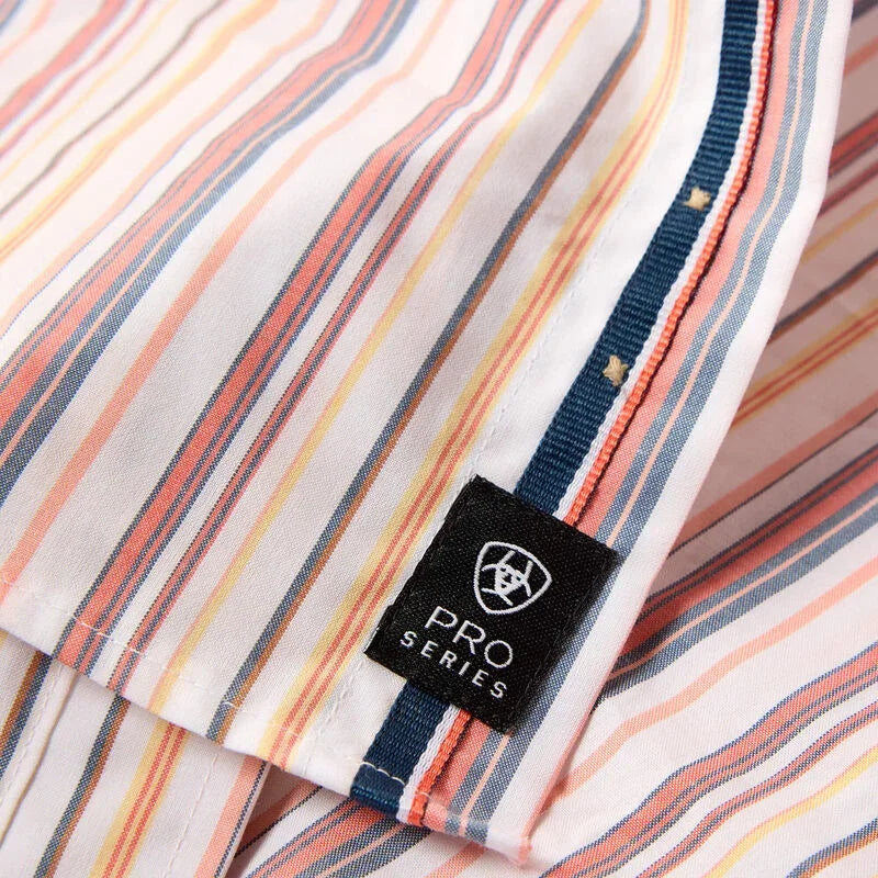 Men's Ariat Key Largo Blue Stripe Pro Series Neil Classic Fit Shirt 10073597