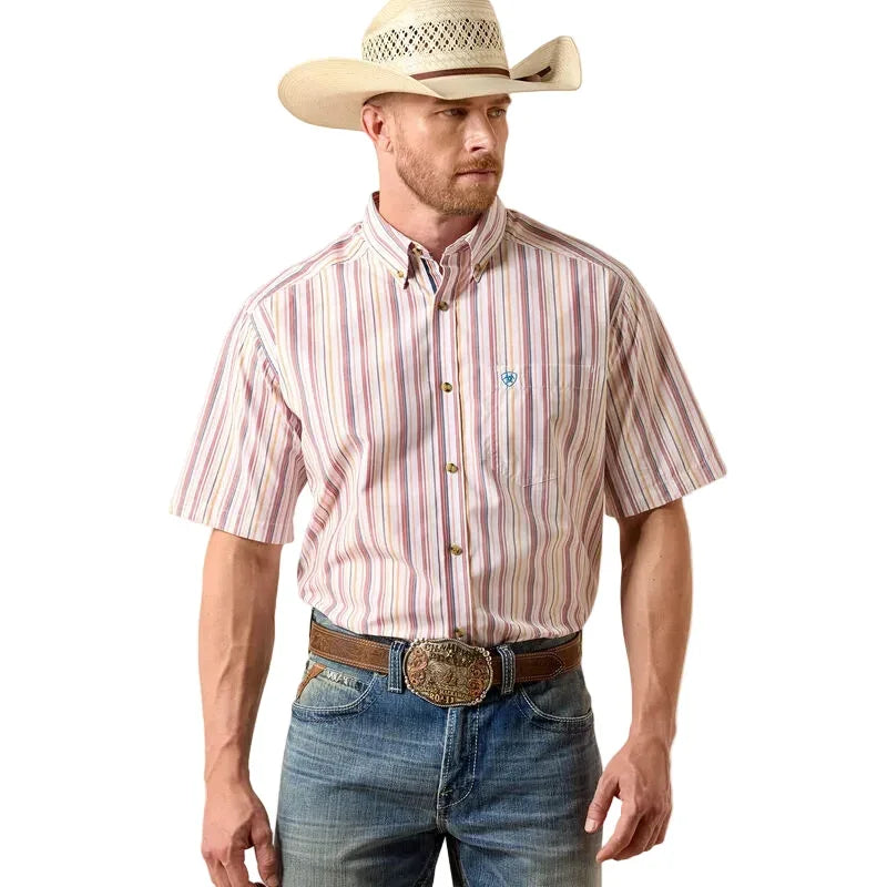 Men's Ariat Key Largo Blue Stripe Pro Series Neil Classic Fit Shirt 10073597