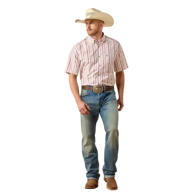 Men's Ariat Key Largo Blue Stripe Pro Series Neil Classic Fit Shirt 10073597