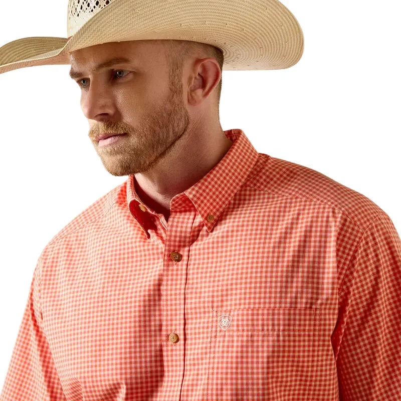 Men's Ariat Paprika Mini Plaid Pro Series Nicolas Classic Fit Shirt 10073598