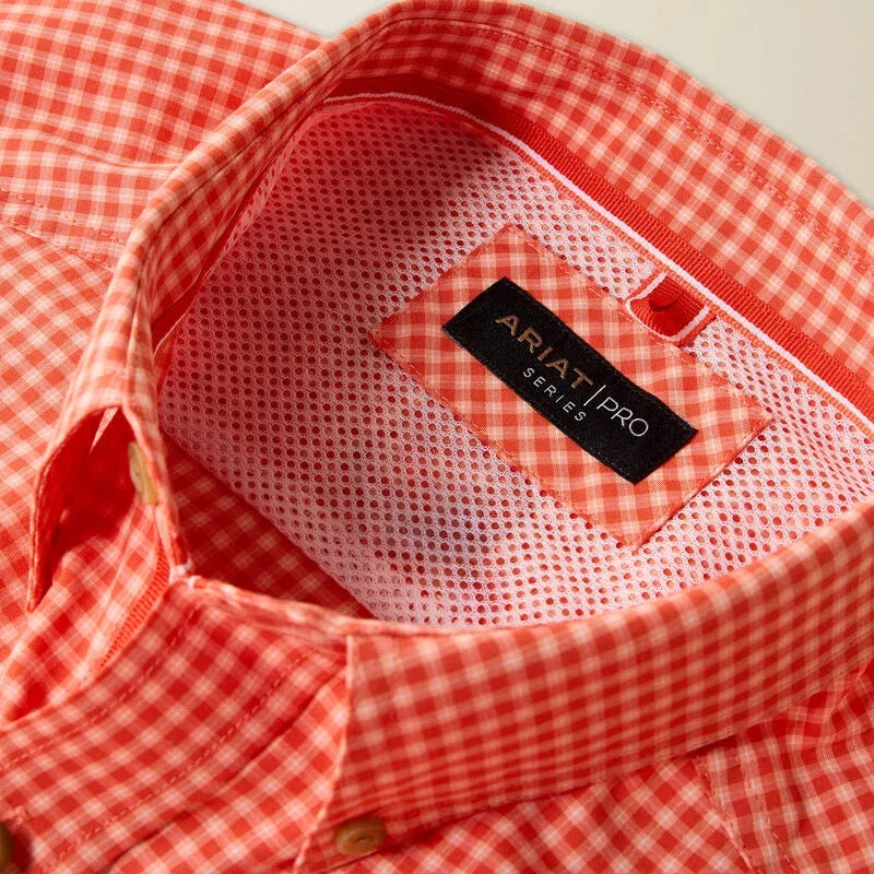 Men's Ariat Paprika Mini Plaid Pro Series Nicolas Classic Fit Shirt 10073598