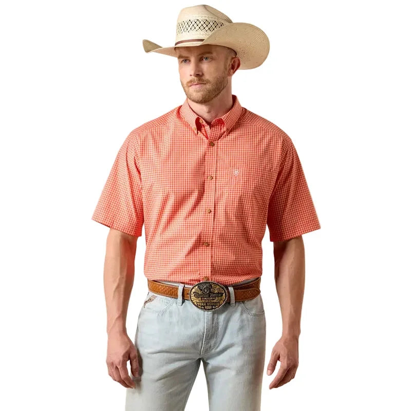 Men's Ariat Paprika Mini Plaid Pro Series Nicolas Classic Fit Shirt 10073598