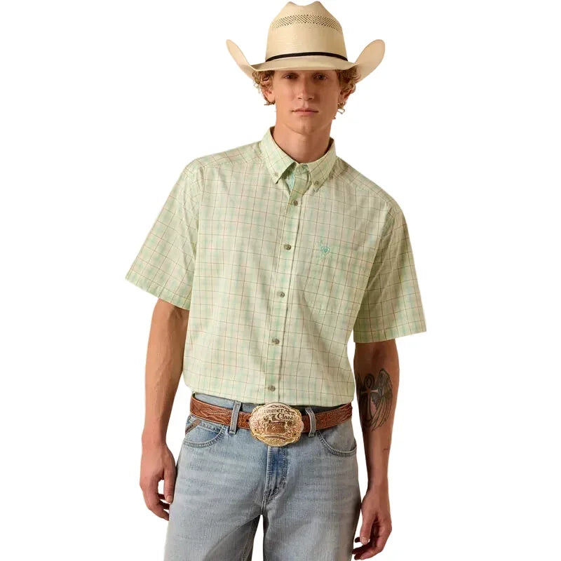 Men's Ariat Ocean Wave Plaid Pro Series Neko Classic Fit Shirt 10073600