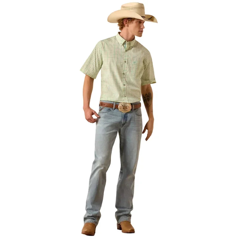 Men's Ariat Ocean Wave Plaid Pro Series Neko Classic Fit Shirt 10073600