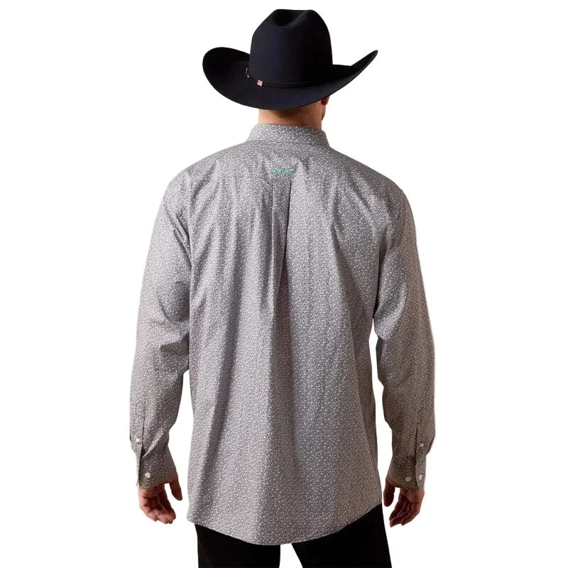 Men's Ariat Gray Sky Print Wrinkle Free Webb Classic Fit Shirt 10073688