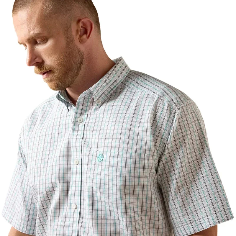 Men's Ariat White Multi Plaid Wrinkle Free Winchester Classic Fit Shirt 10073699