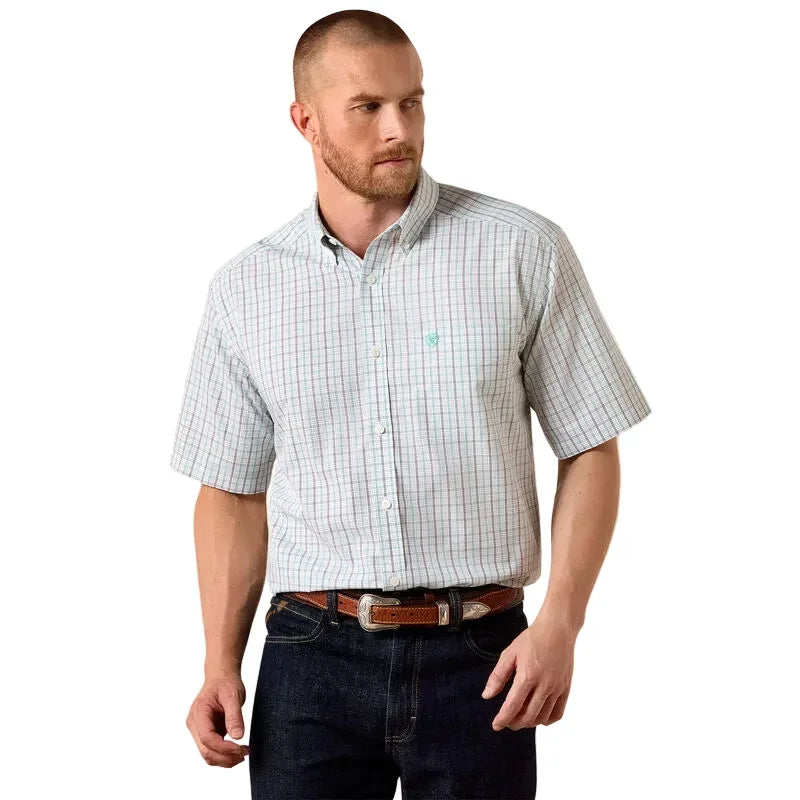 Men's Ariat White Multi Plaid Wrinkle Free Winchester Classic Fit Shirt 10073699