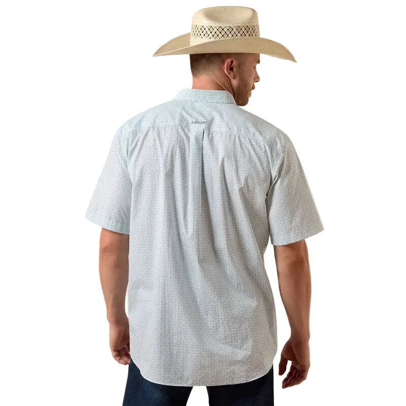 Men's Ariat White Multi Geo Print Wrinkle Free Welsh Classic Fit Shirt 10073700