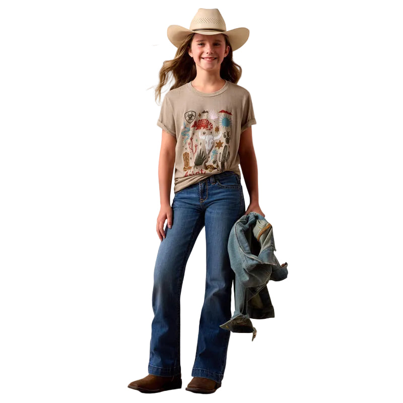 Girl's Ariat Tan Western Collage T-shirt 10078385