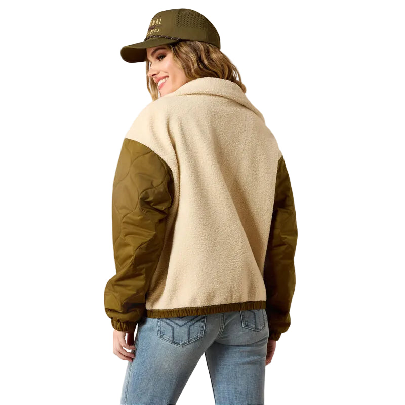 Ariat Women's Parchment/Moss Green Sherpa Blocked Jacket 10079303