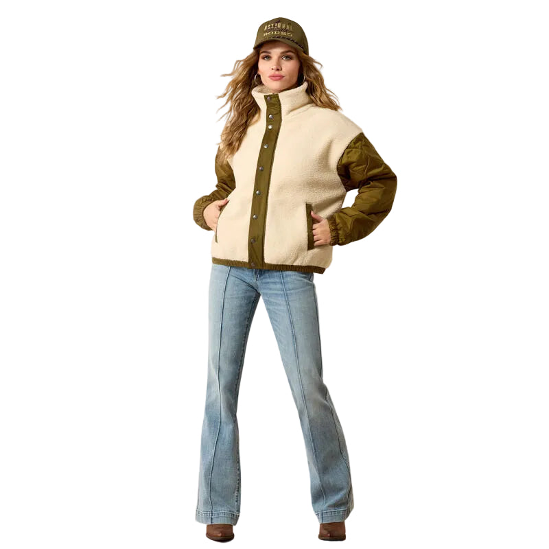 Ariat Women's Parchment/Moss Green Sherpa Blocked Jacket 10079303