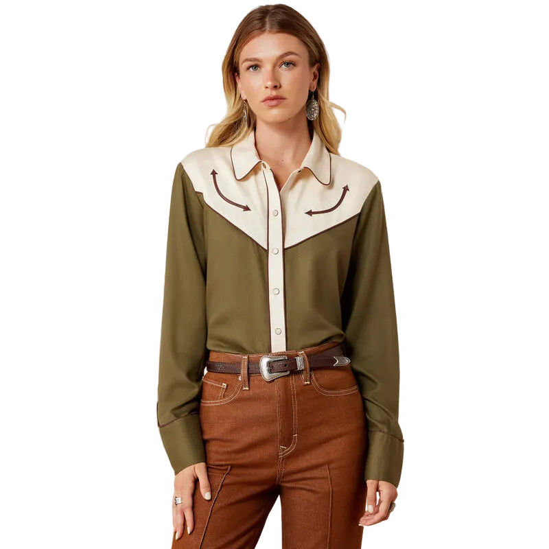 Ariat Women's Ivy Green/Parchment Bellamy Snap Shirt 10079320