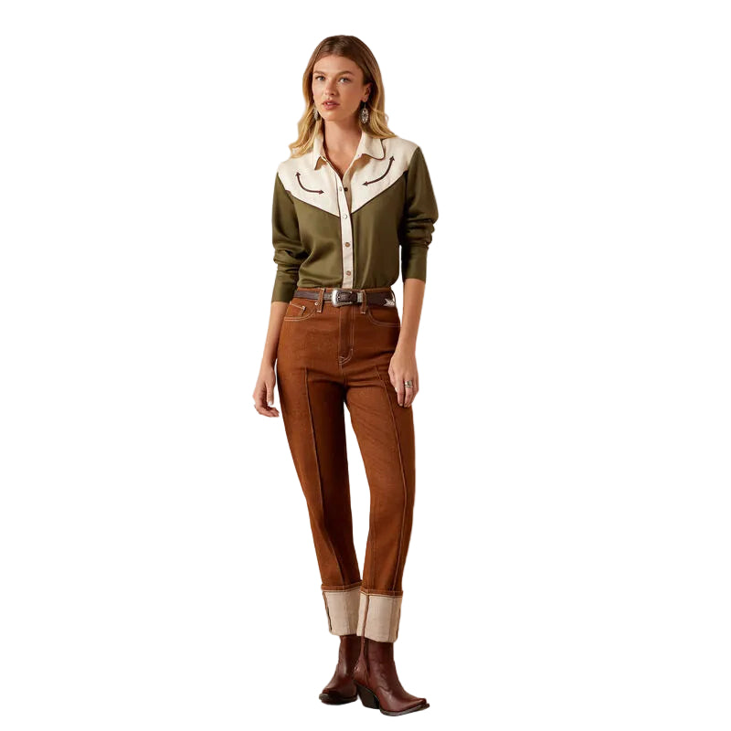 Ariat Women's Ivy Green/Parchment Bellamy Snap Shirt 10079320