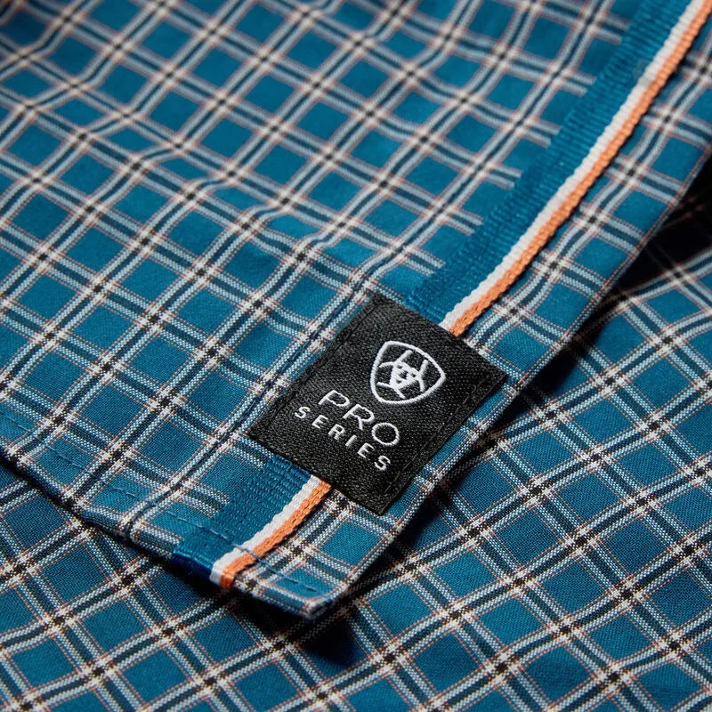 Ariat Men's Sailor Blue Plaid Pro Series Whit Fitted Shirt 10079443
