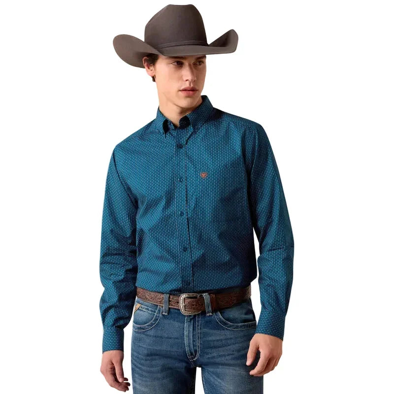 Ariat Men's Sailor Blue Geometric Claude Fitted Shirt 10079444