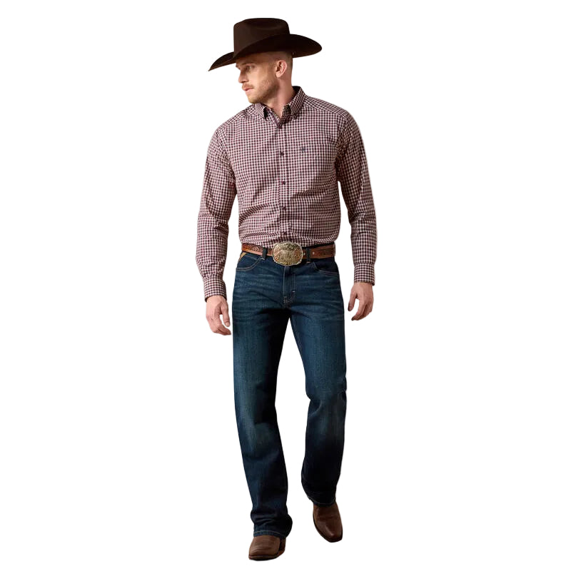 Ariat Men's Blue Night Micro Plaid Pro Series Jarvis Classic Fit Shirt 10079532