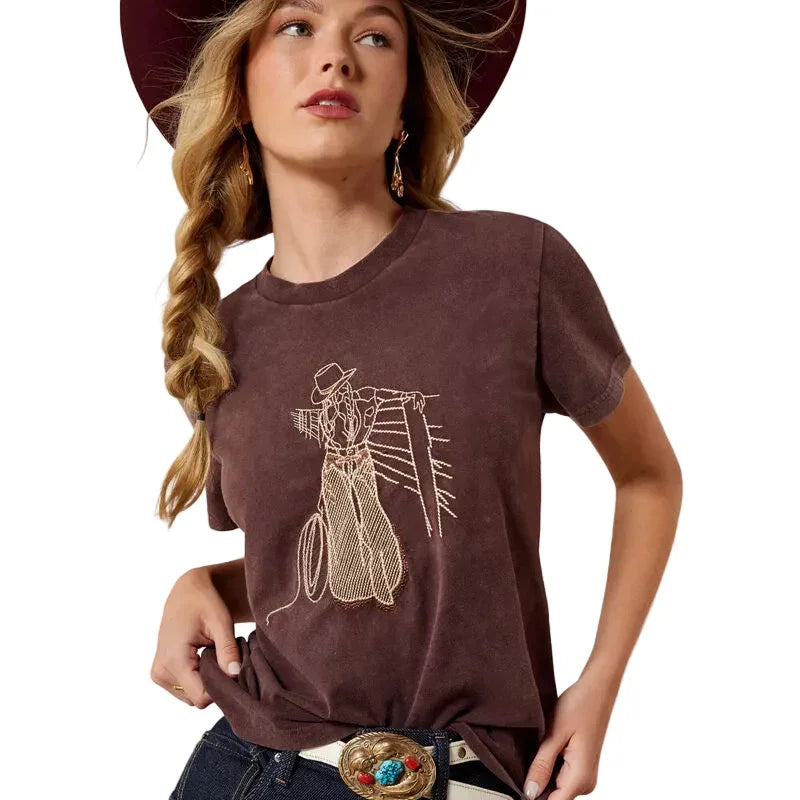 Ariat Women's Chocolate Plum Rebel with A Cause T-shirt 10079672