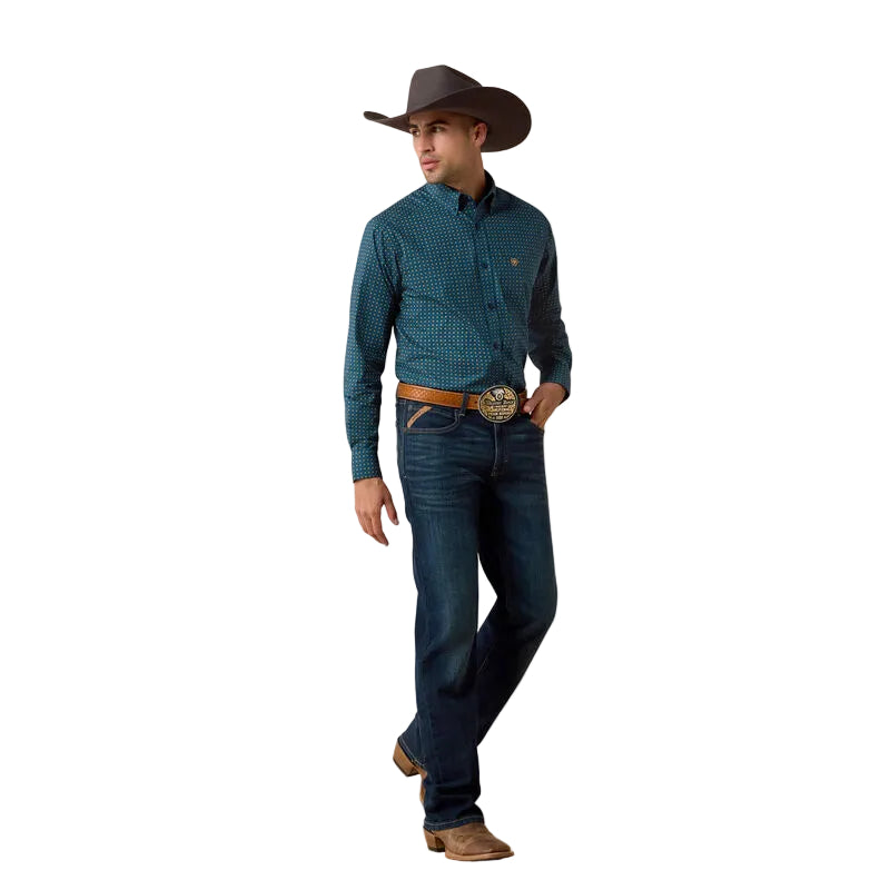 Ariat Men's Majolica Blue Geo Print Lovato Classic Fit Shirt 10080598