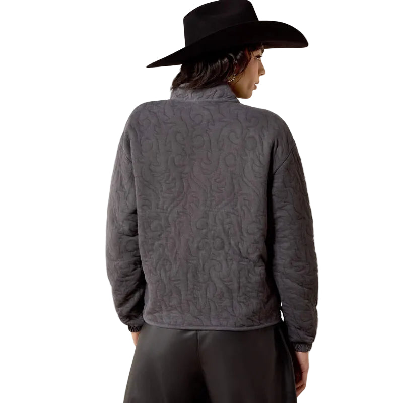 Ariat Women's Gray Acid Wash Boot Stitch 1/2 Zip Pullover 10080613