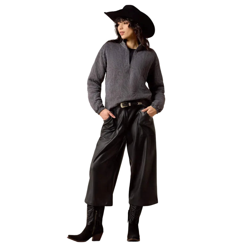 Ariat Women's Gray Acid Wash Boot Stitch 1/2 Zip Pullover 10080613