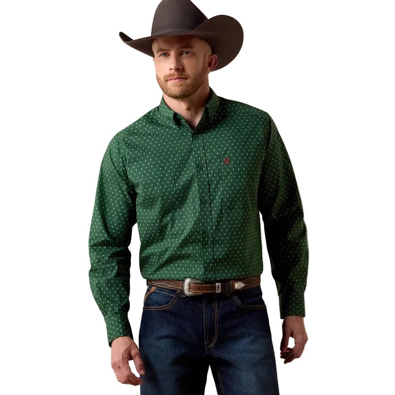 Ariat Men's Pine Needle Green Medallion Print Larkspur Classic Fit Shirt 10080658