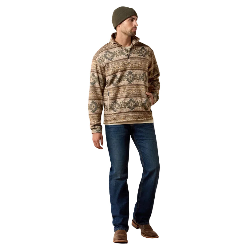 Ariat Men's Savannah Tan Southwest Caldwell 1/4Zip Sweater 10081926