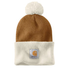 Women's Carhartt Brown and White Knit Pom Cuffed Beanie