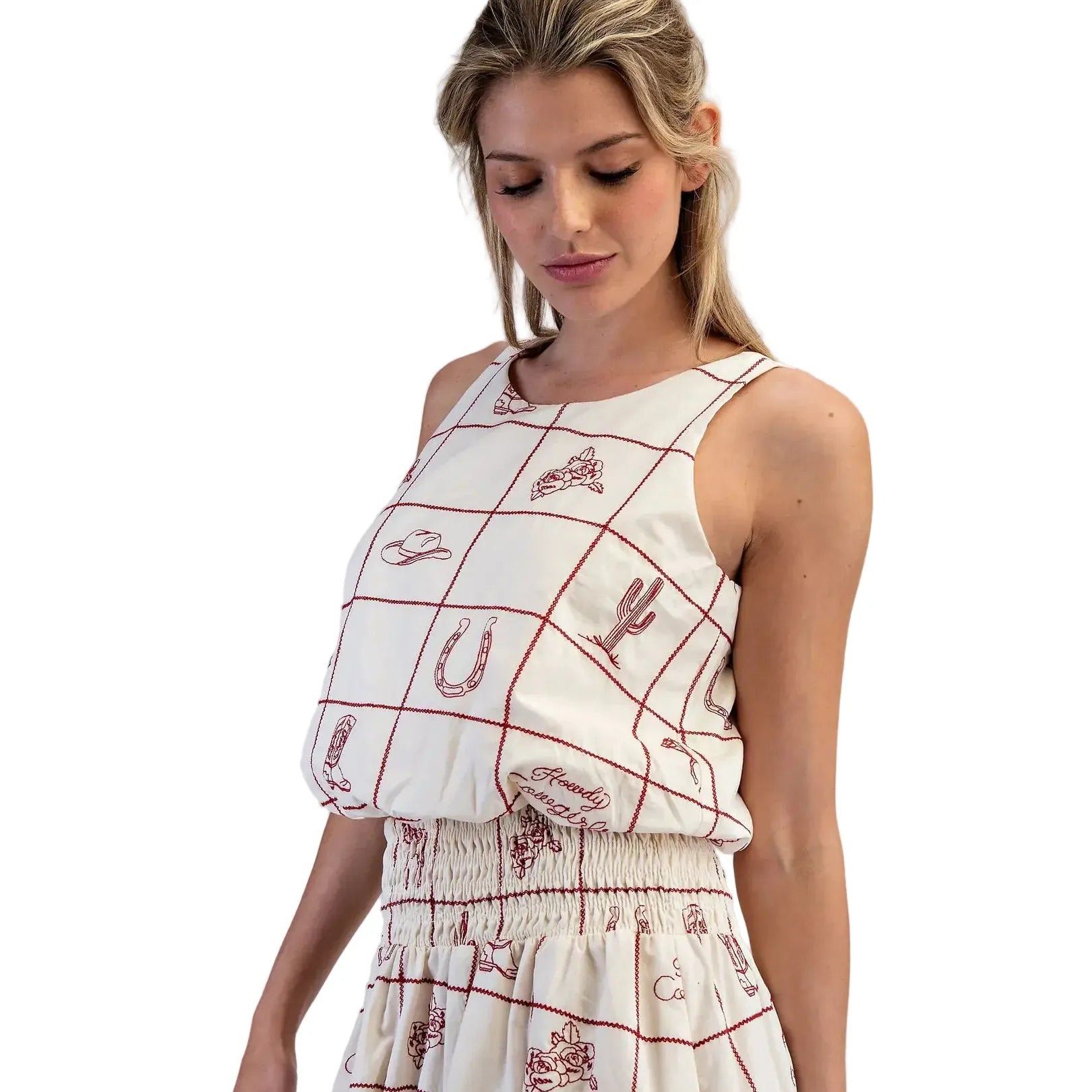 Women's Ee:some Western Patterned Crop Top TH15843