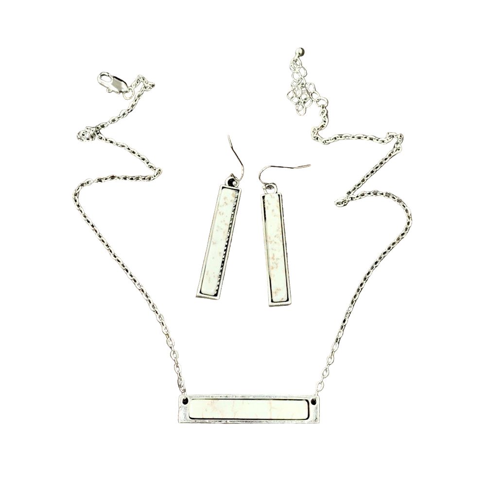 Women's Isac Bar White Turquoise Necklace Earrings Set