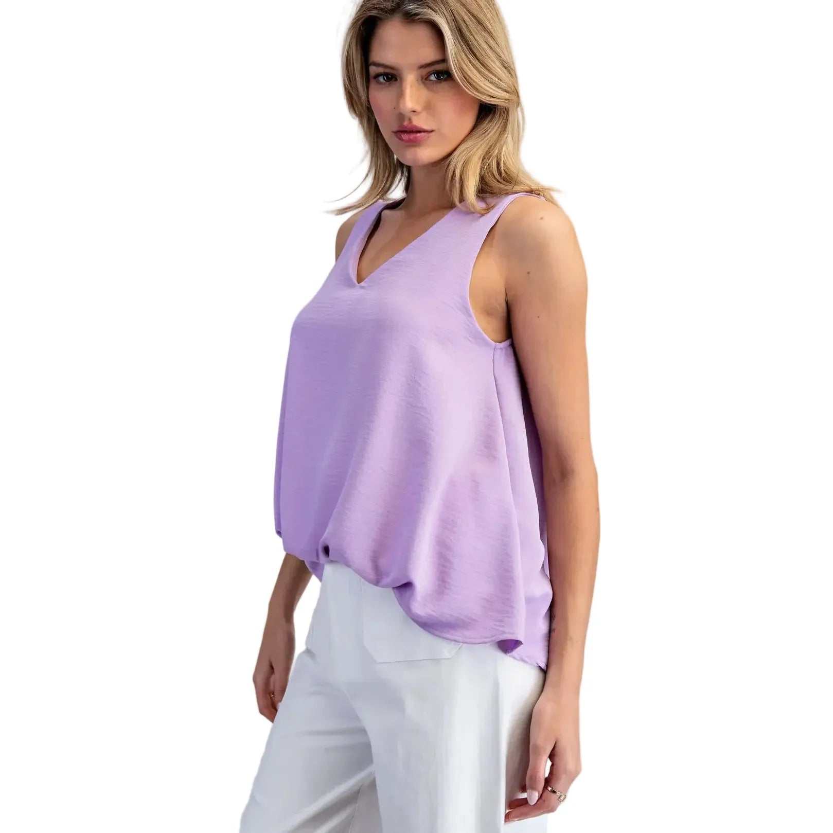 Women's ee:some Lilac V-neck Sleeveless Tank Top TK54543