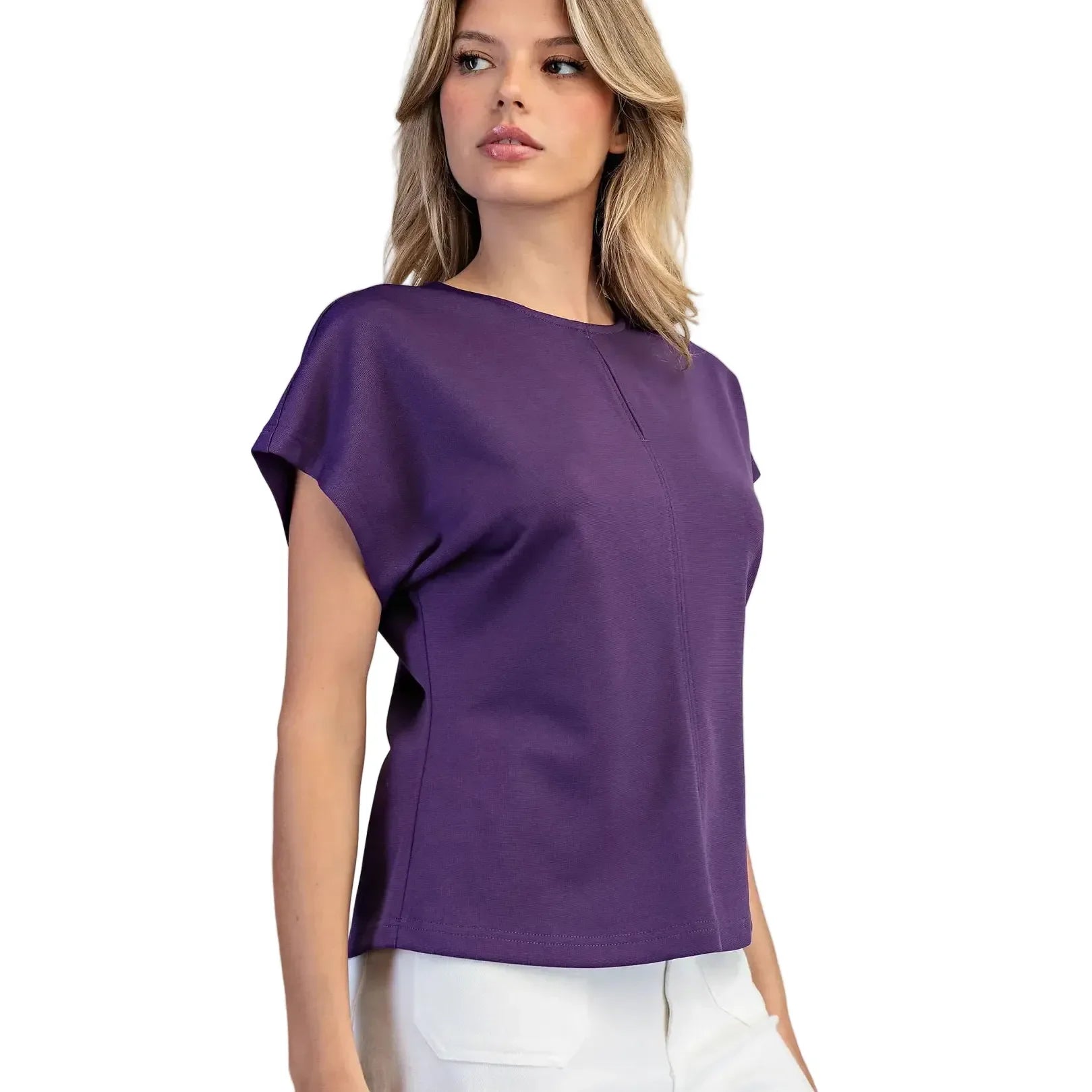 Women's ee:some Royal Purple Solid Front Keyhole Top TK14985-PURP
